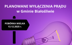 Zdjęcie do PLANOWANE WYŁĄCZENIA PRĄDU w Gminie Białośliwie...