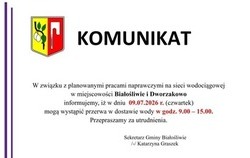 Zdjęcie do KOMUNIKAT ➡︎ PRZERWA W DOSTAWIE WODY ➡︎...