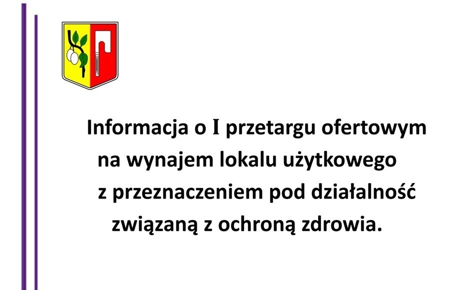 Zdjęcie do Informacja o I  przetargu ofertowym na wynajem lokalu użytkowego...
