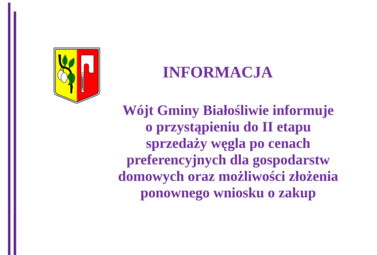 Zdjęcie do Informacja W&oacute;jta Gminy Białośliwie dotycząca zakupu po cenach preferencyjnych węgla dla gospodarstw domowych