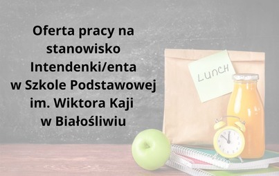 Zdjęcie do Oferta pracy na stanowisko Intendenki/enta w Szkole Podstawowej im. Wiktora Kaji w Białośliwiu