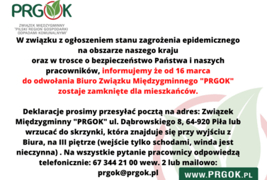 Zdjęcie do Ważna informacja z PRGOK