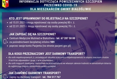 Zdjęcie do Szczepienia przeciwko COVID-19 - kto jest uprawniony ? jak zapisać się na szczepienie ? dla kogo i jak zam&oacute;wić transport ?
