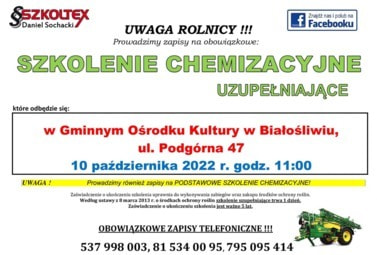 Zdjęcie do Szkolenie chemizacyjne - uzupełniające