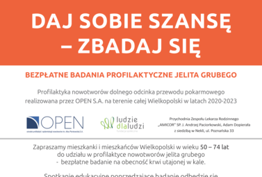 Zdjęcie do Bezpłatne Badania Profilaktyczne Jelita Grubego - 12.10.2022 r. Gminny Ośrodek Kultury w Białośliwiu 'Spotkanie Edukacyjne'