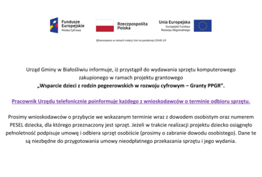 Zdjęcie do Informacja dotycząca projektu grantowego  &bdquo;Wsparcie dzieci z rodzin pegeerowskich w rozwoju cyfrowym &ndash; Granty PPGR&rdquo;.